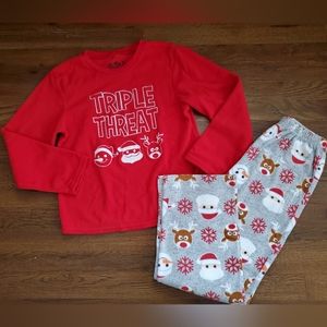 UPLATE Boys 12 red/gray fleece Christmas Santa pajamas